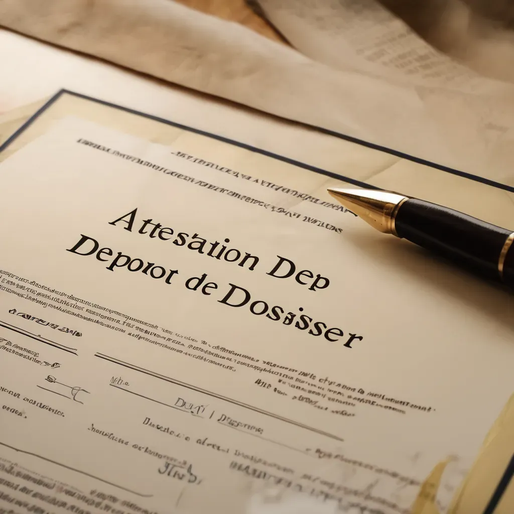 Attestation de dépôt de dossier